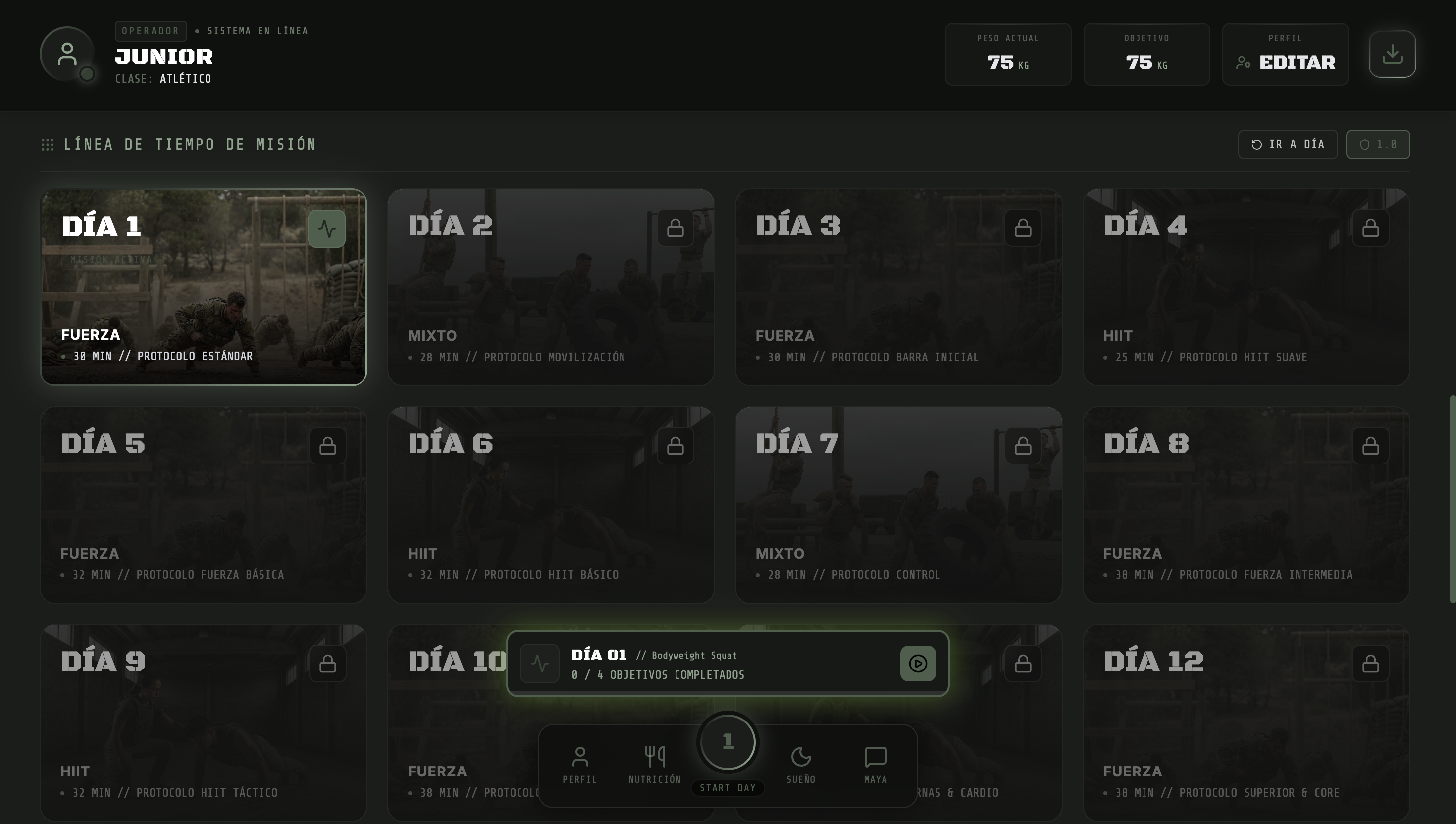 Dashboard de la app CM-21D