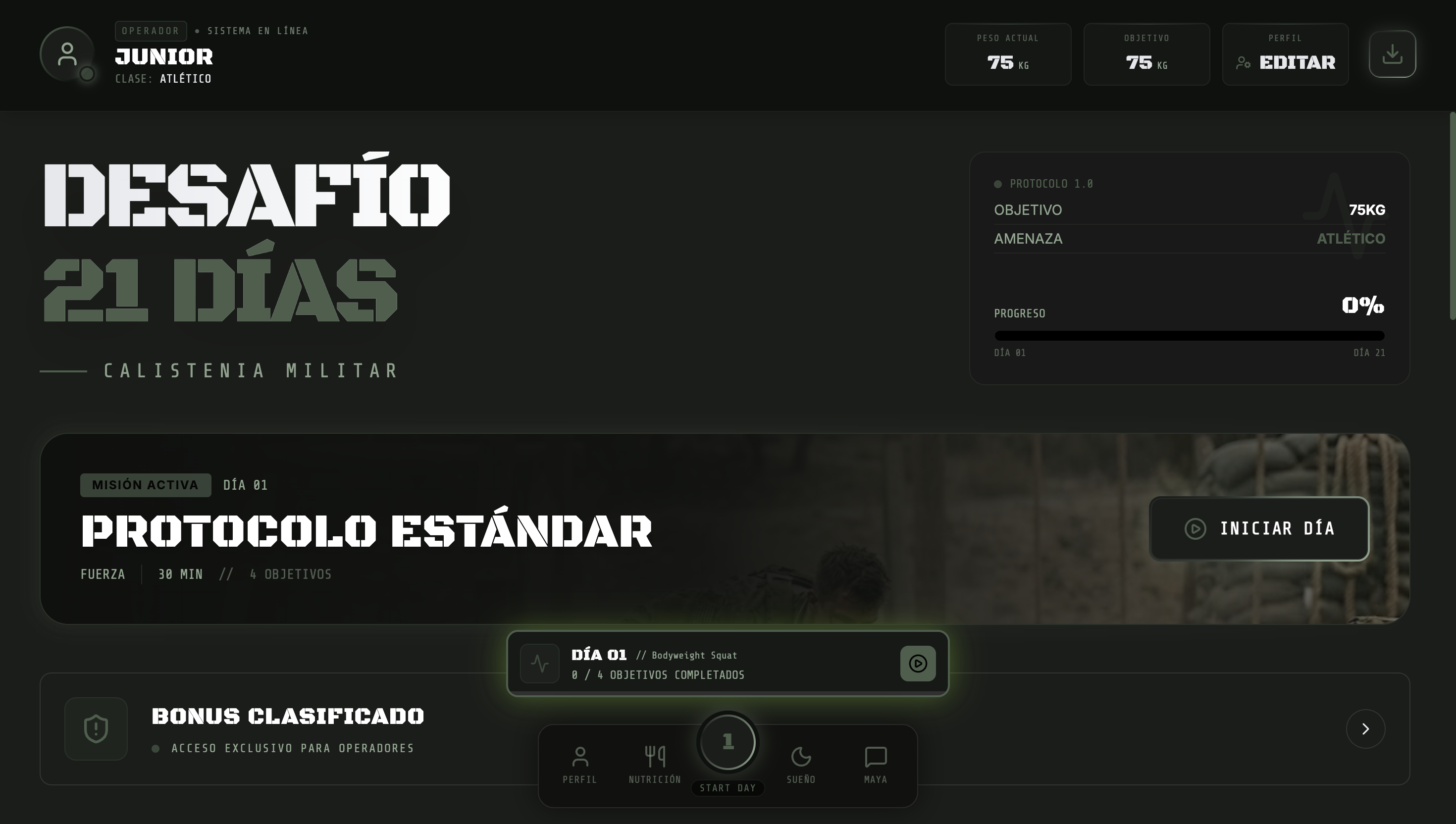Misiones diarias dentro de la app CM-21D